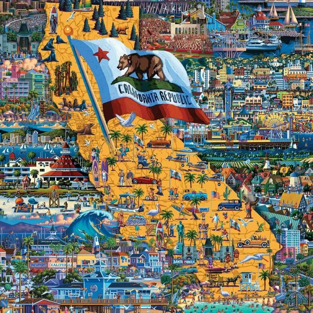 500 Piece Jigsaw Puzzle Dowdle Southern California Map Decor Toy Game Tabletop